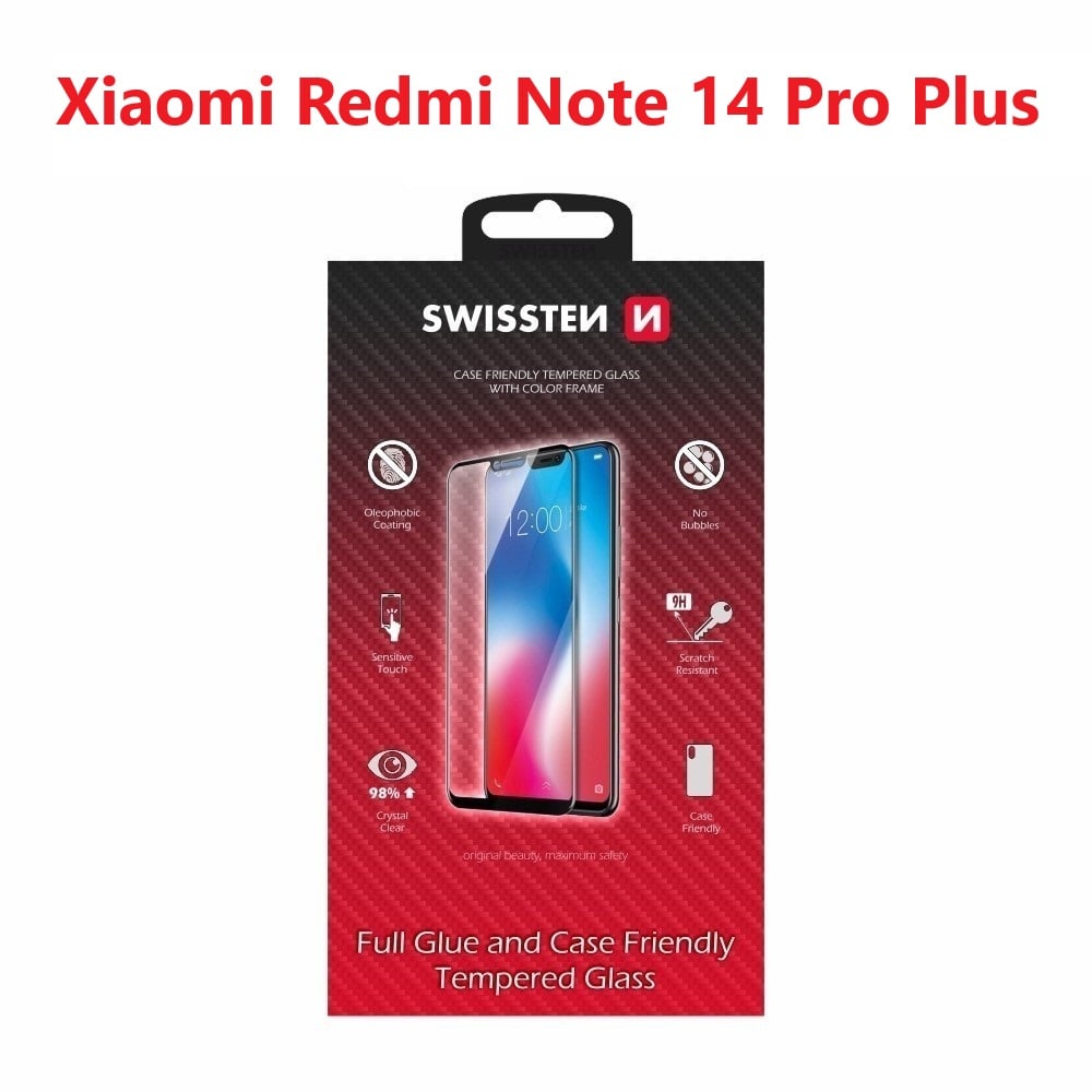 Swissten sklo Full Glue pre Redmi Note 14 Pro+, čierne