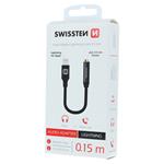 Swissten Textile audio adaptér Lightning/Jack 0,15 m, černý