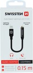 Swissten Textile audio adaptér Lightning/Jack 0,15 m, čierny