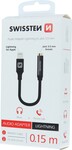Swissten Textile audio adaptér Lightning/Jack 0,15 m, čierny