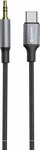 Swissten Textile audio adaptér USB-C/3,5 mm jack, 1,5 m, čierny