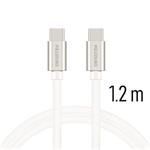 Swissten Textile kábel USB-C/USB-C 1,2 m, strieborný