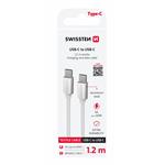 Swissten Textile kábel USB-C/USB-C 1,2 m, strieborný