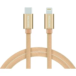 SWISSTEN Textile USB-C / Apple Lightning, datový kabel, zlatý, 1,2 m 71525204 - Mobilní telefony - příslušenství