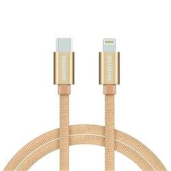 SWISSTEN Textile USB-C / Apple Lightning, datový kabel, zlatý, 1,2m