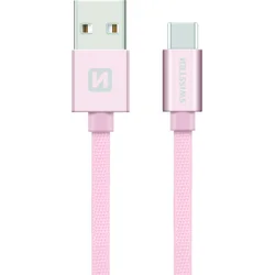 SWISSTEN Textile USB-C, datový kabel, růžovo zlatý, 0,2 m 71521105 - Mobilní telefony - příslušenství