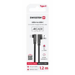 Swissten Textilní datový kabel Arcade USB / USB-C 1,2m, černý
