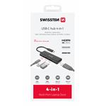 SWISSTEN USB-C HUB 4-IN-1 (USB-C 100W, HDMI 4K, 2x USB-A) ALUMINIUM