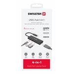 Swissten USB-C hub 4v1, aluminium  