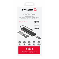 Swissten USB-C hub 7v1, aluminium  
