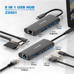 Swissten USB-C hub 8v1, aluminium  