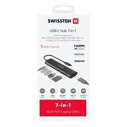 Swissten USB-C rozbočovač 7 v 1, hliník  