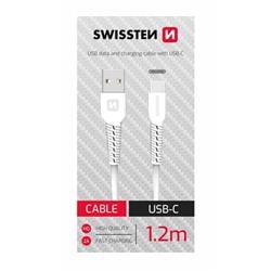 Swissten USB / USB-C kábel, biely