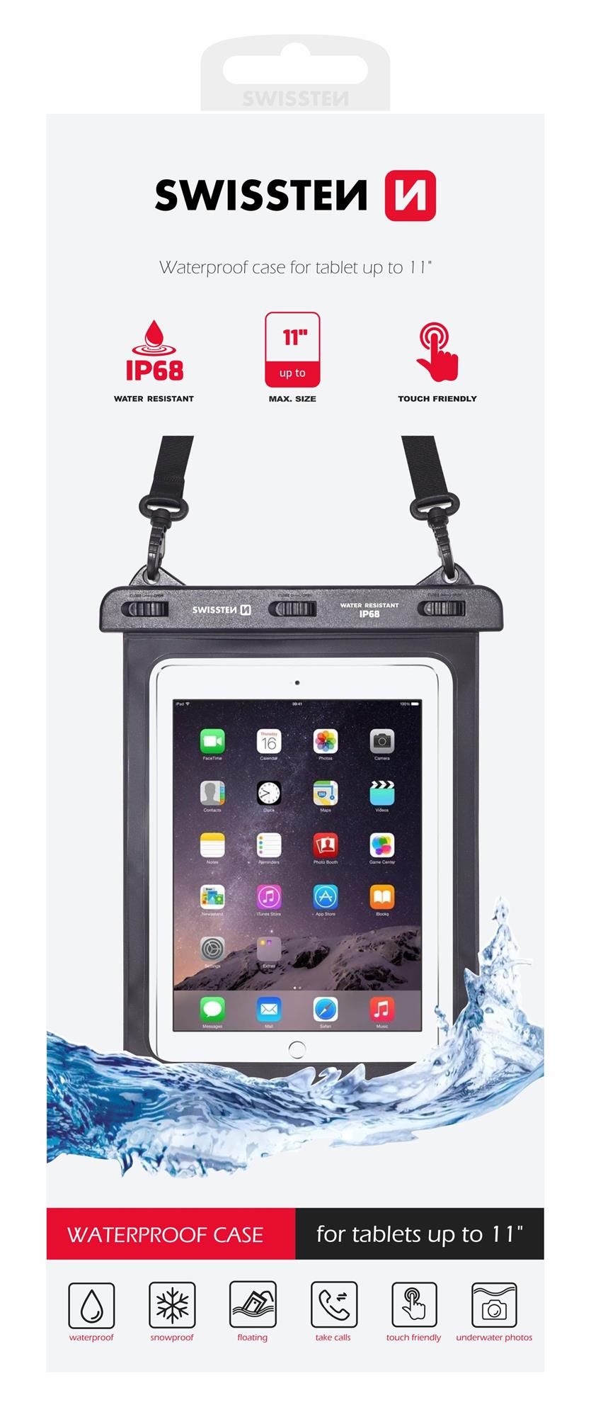 Swissten vodotěsné pouzdro pro tablet 11", černé