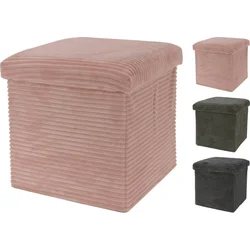 Taburet Homestyling s úložným priestorom SAMET 38 x 38 cm, ružový