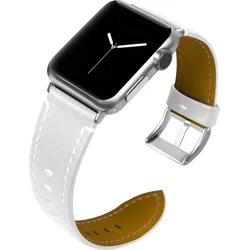 Tactical Color kožený řemínek pro Apple Watch 1/2/3 38mm White - bílý