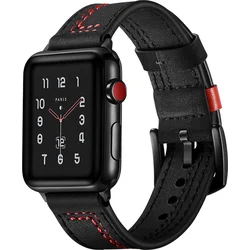 Tactical Color Line kožený řemínek pro Apple Watch 1/2/3 42mm Black - černý