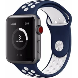 Tactical Double Silikonový Pásek pro Apple Watch 4 40mm Blue/White - modro bílý