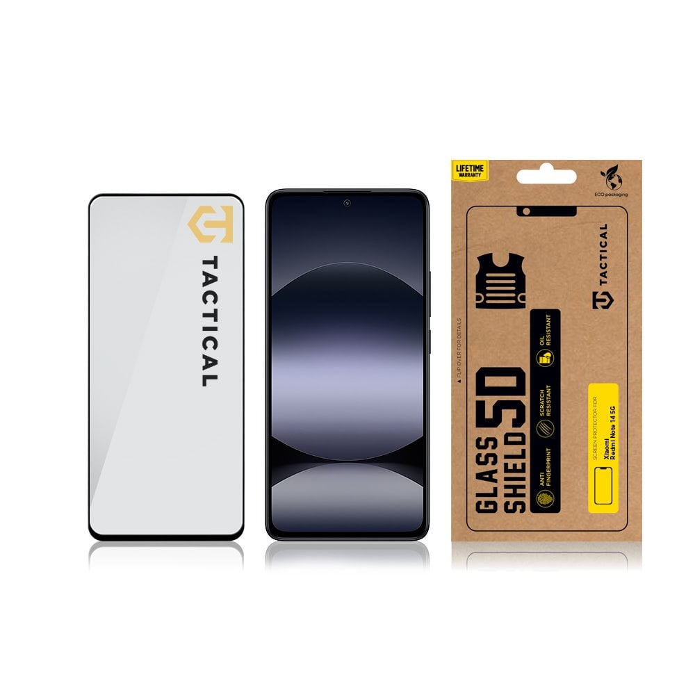 Tactical Glass Shield 5D sklo pro Xiaomi Redmi Note 14 4G/5G Black