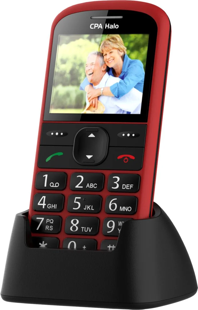 Telefon CPA Halo 21 Senior červený s nabíjecím stojánkem