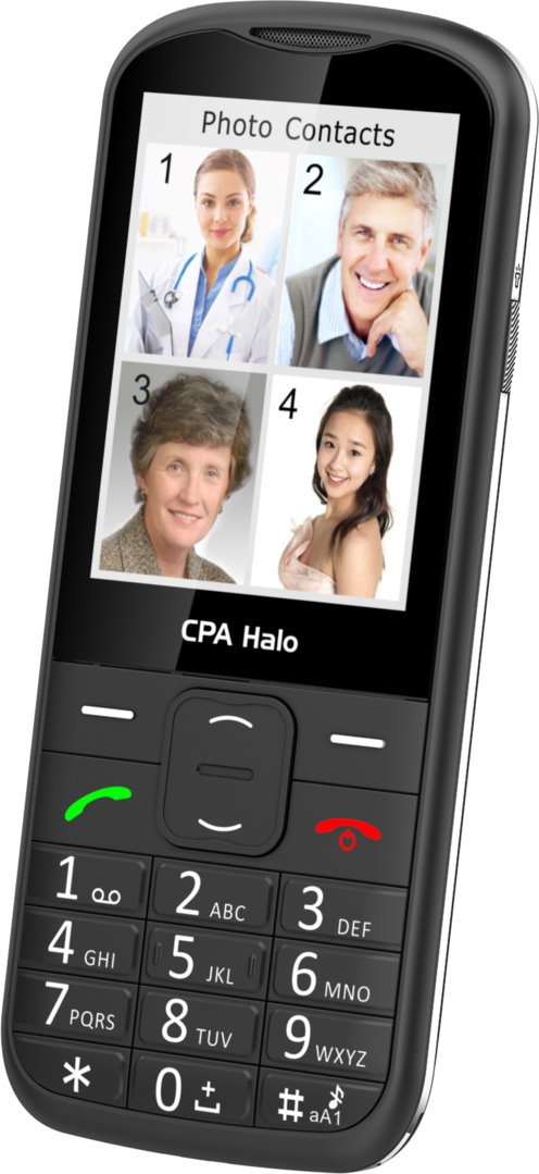 Telefon CPA Halo 28 Senior černý s nabíjecím stojánkem