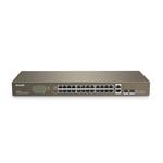 Tenda TEF1026F - 24x RJ45 + 2x Uplink Gigabit Combo SFP/RJ45, Fanless-bez ventilátorů,Rackmount,VLAN