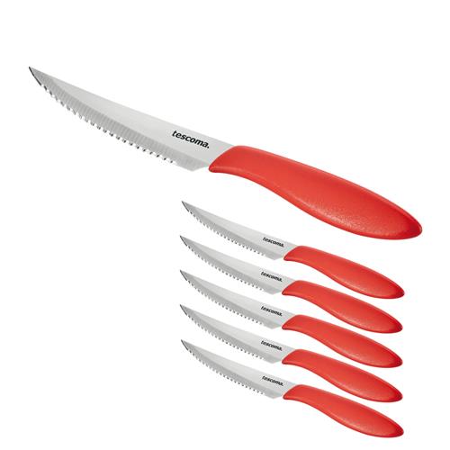 Tescoma Nůž steakový PRESTO 12 cm, 6 ks, červená  