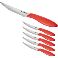 Tescoma Nůž steakový PRESTO 12 cm, 6 ks, červená  