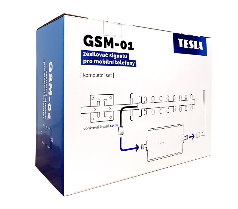TESLA GSM-01, zesilovač/opakovač GSM signálu (900 Mhz) - sada