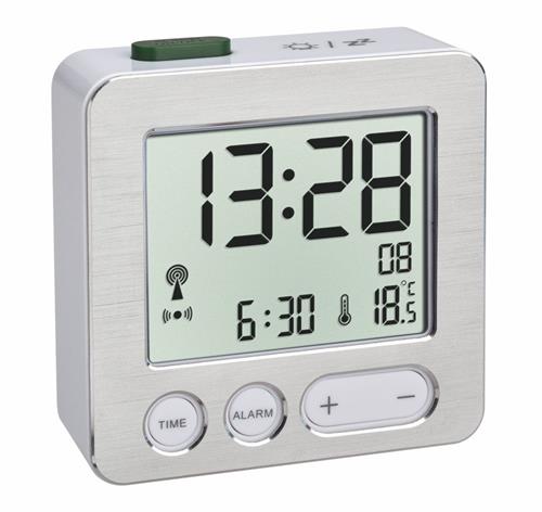 TFA 60.2545.54 - Digitální budík s rádiově řízeným časem - stříbrný