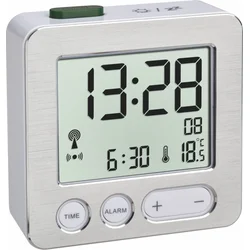 TFA 60.2545.54 - Digitálny budík s rádiom riadeným časom - strieborný