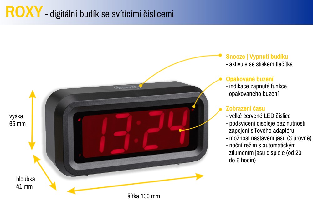TFA digitálny budík 60.2024.10 ROXY TFA60.2024.10