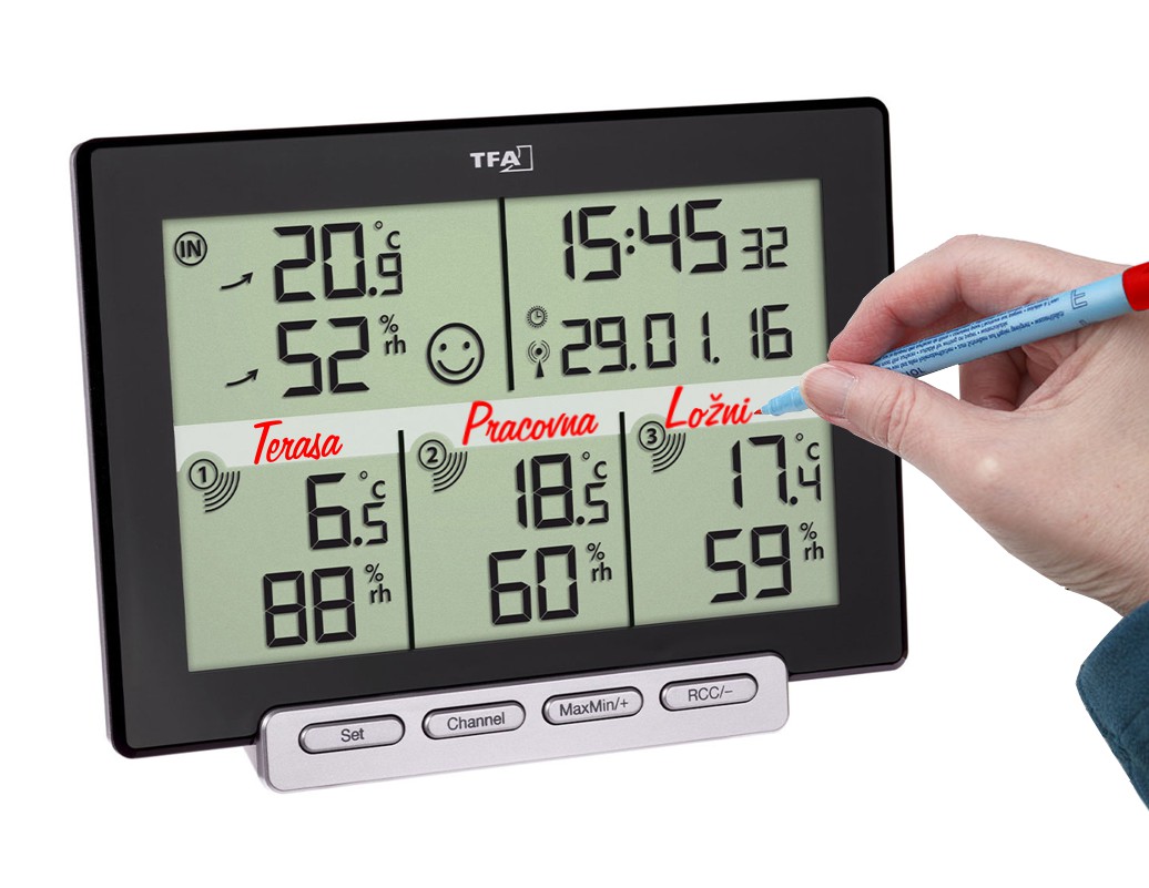 TFA Teplomer a vlhkomer s 3 bezdrôtovými senzory 30.3057.01 MULTI-SENSE TFA30.3057.01