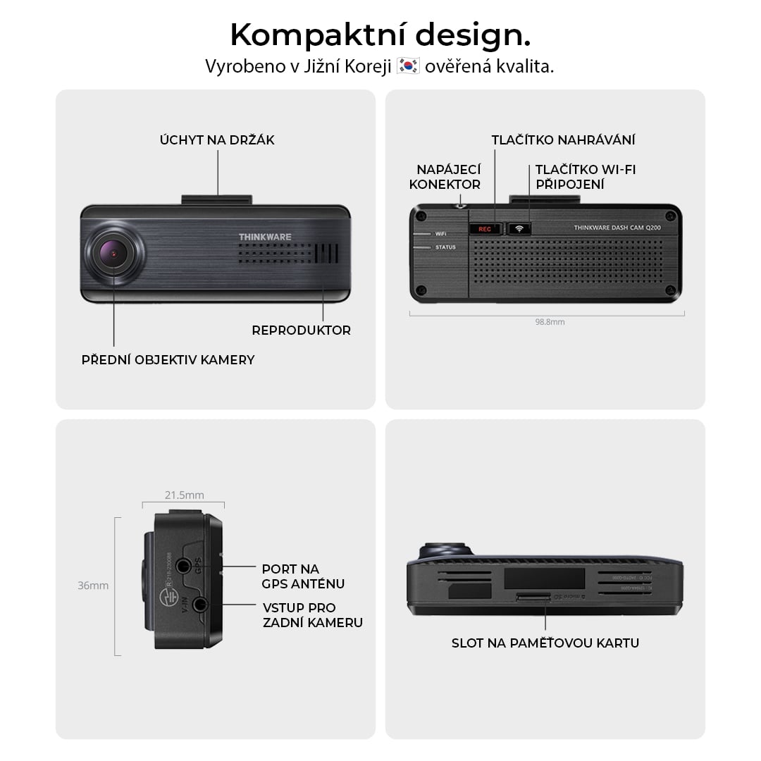 Thinkware Q200 2CH Autokamera 2K+FHD, WiFi, GPS, BT