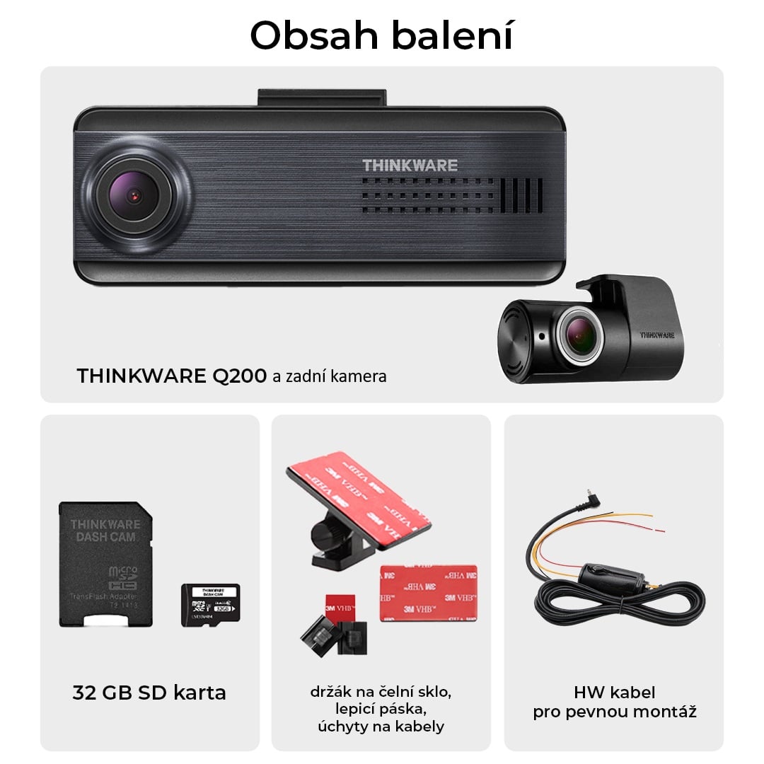 Thinkware Q200 2CH Autokamera 2K+FHD, WiFi, GPS, BT