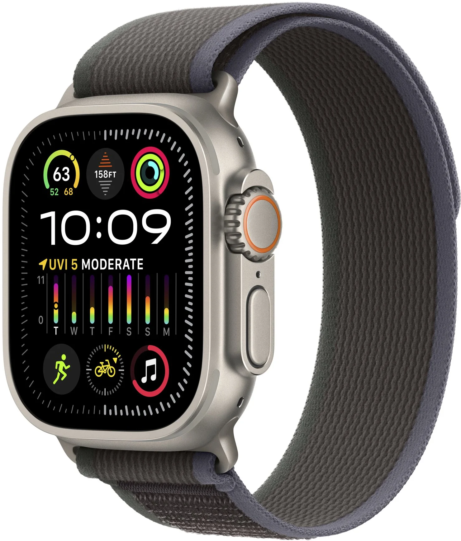 Titánové puzdro Apple Watch Ultra 2 49 mm s čiernym a modrým ťahom - M/L
