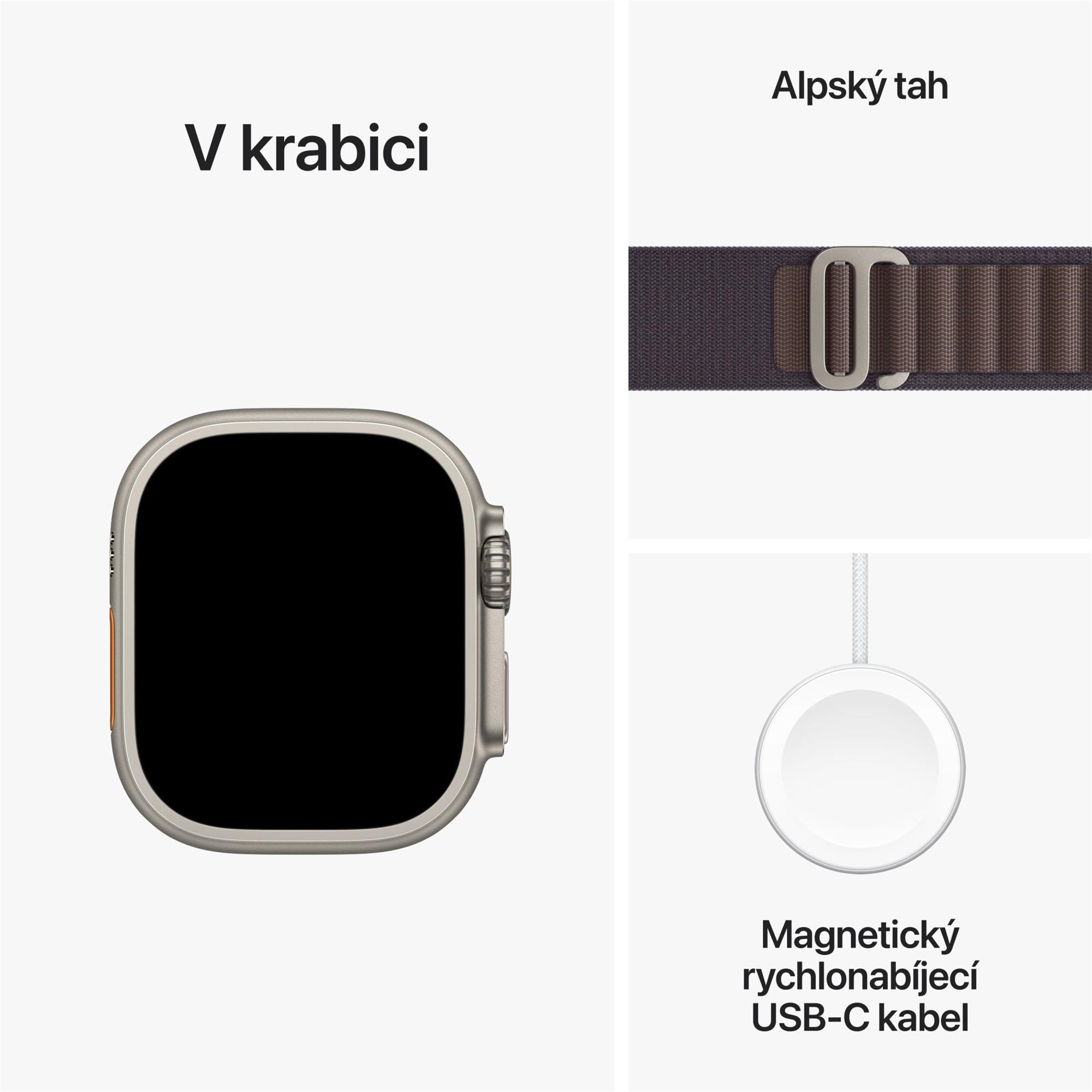 Titánové puzdro Apple Watch Ultra 2 49 mm s napínačom Indigo Alpine - Malé