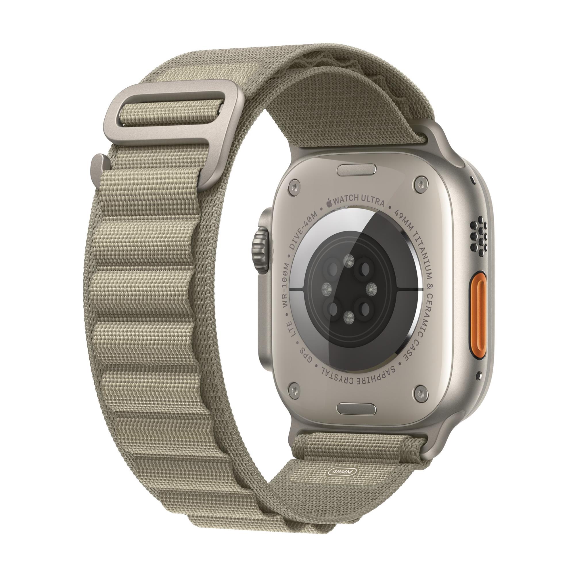 Titánové puzdro Apple Watch Ultra 2 49 mm s olivovou farbou Alpine Tension - Malé