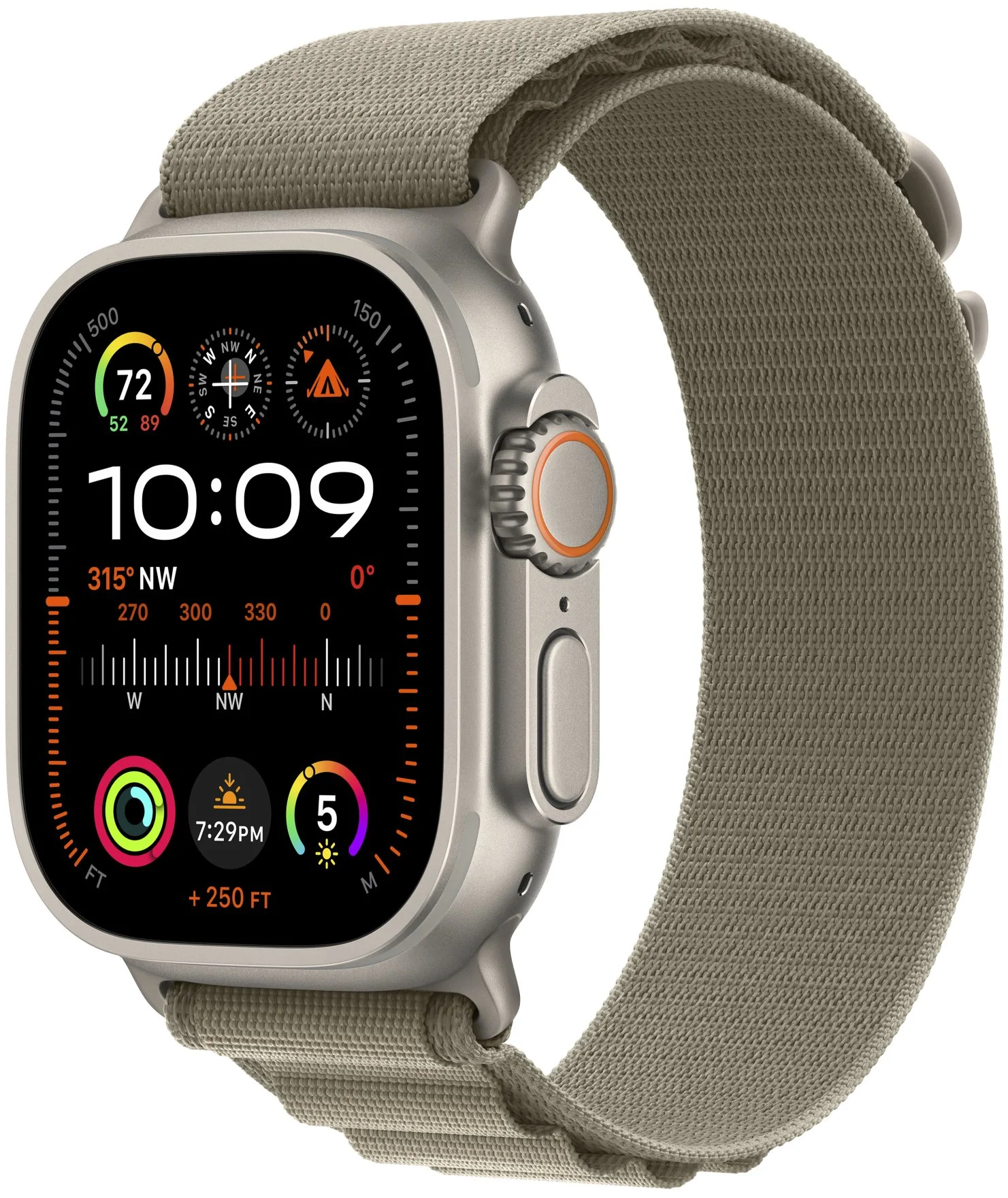 Titánové puzdro Apple Watch Ultra 2 49 mm s olivovou farbou Alpine Tension - Malé
