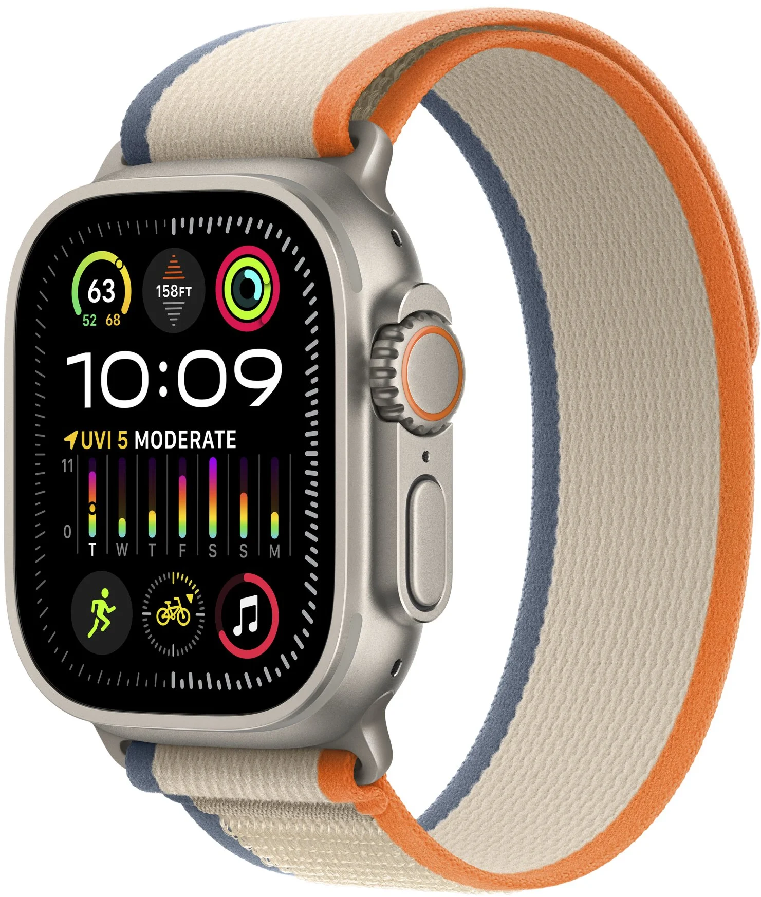 Titánové puzdro Apple Watch Ultra 2 49 mm s oranžovým a béžovým ťahom - M/L