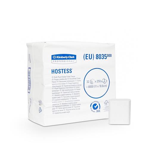 Toaletní papír HOSTESS, 2 vrstvy, karton = 32 balení x 250 útržků