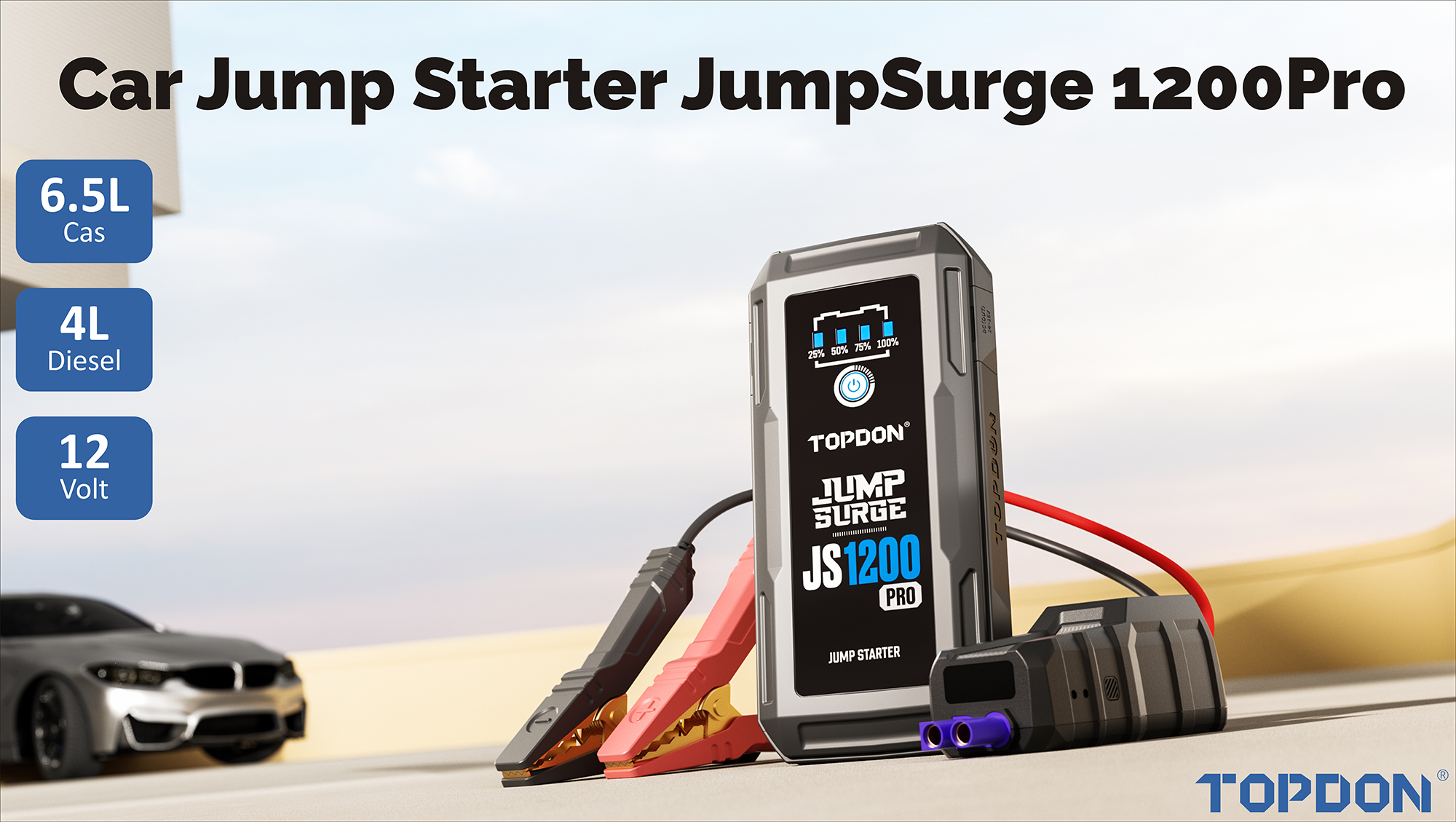 TOPDON Auto Jump Starter JumpSurge 1200 PRO, 10000 mAh