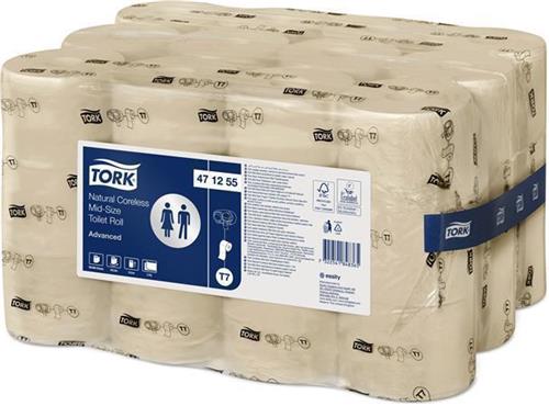 TORK Toaletní papír "Mid-Size", přírodní, bez jádra, systém T7, 2 vrstvy, průměr 13,1 cm, Advanced