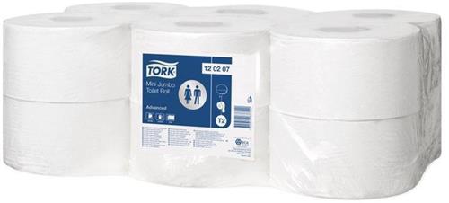 TORK Toaletní papír, T2 systém, 2 vrstvý, 130m/role "Advanced mini jumbo", bílý