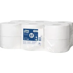 TORK Toaletný papier, systém T2, 2-vrstvový, 130 m/rola "Advanced mini jumbo", biely