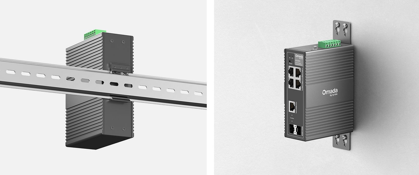 TP-Link IES206G, priemyselný prepínač Easy Switch na lištu DIN