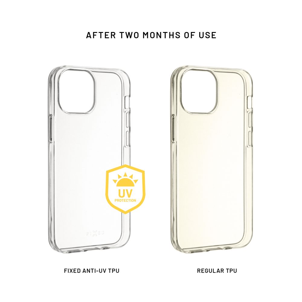 TPU gélové puzdro FIXED Slim AntiUV pre Apple iPhone 15 Pro Max, číre