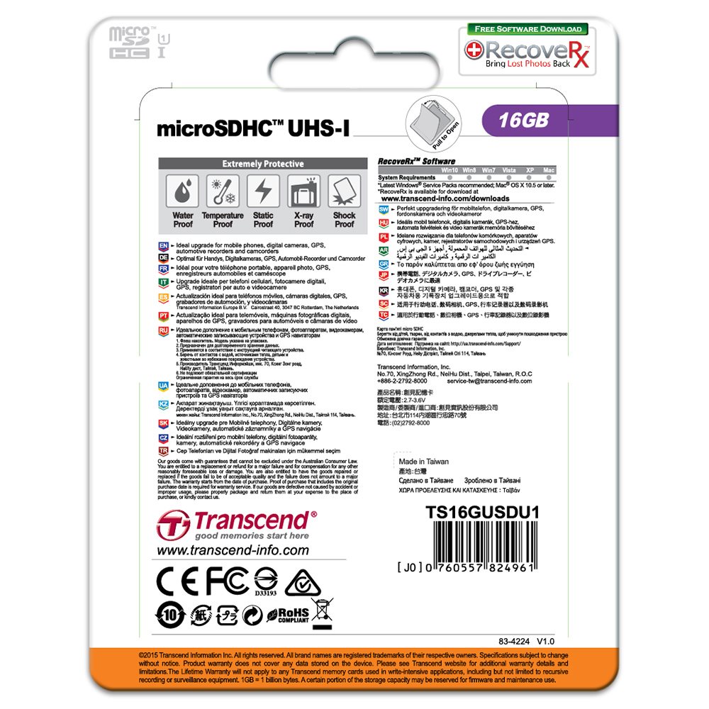 Transcend microSDHC 16GB Class10 UHS-I Premium + adaptér TS16GUSDU1