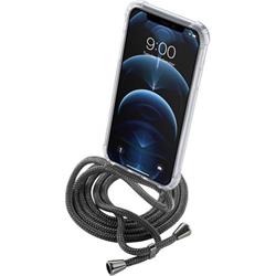Transparentní zadní kryt Cellularline Neck-Case s černou šňůrkou na krk pro Apple iPhone 12 PRO