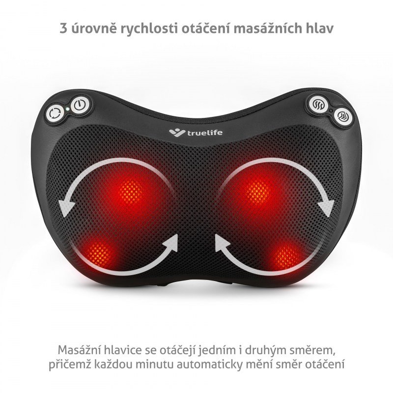 TrueLife RelaxBack B3 Charge - masážní polštář s dobíjecí baterií
